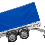 Remorque double essieu 264x150 avec bâche H1100 jusqu'à 750 kg