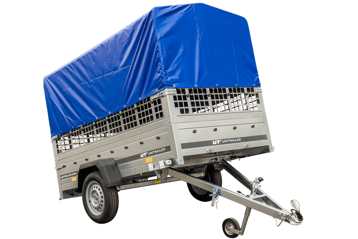 61-3.png Remorque basculante 230x125 avec bâche haute e griglia 750 kg – Image 1